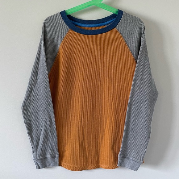 Old Navy Boys Thermal Knit Raglan Long Sleeve T-Shirt - Yellow, Grey, & Navy - Picture 2 of 7
